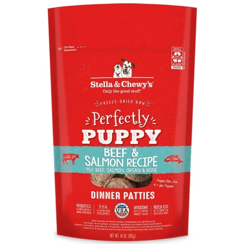 STELLA & CHEWY'S  BEEF & SALMON PUPPY PATTIES FREEZE DRIED RAW 5.5 oz