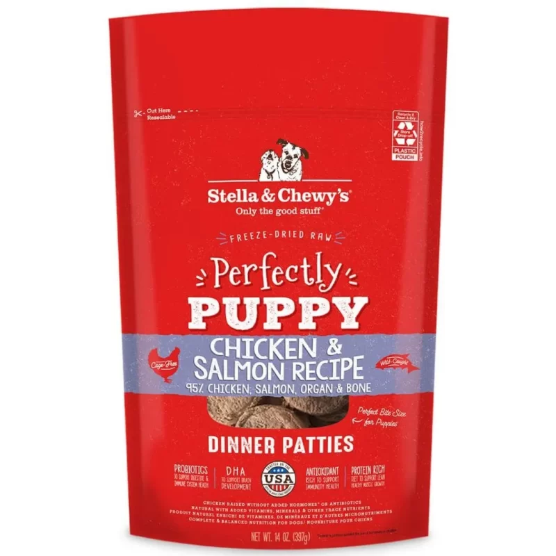 STELLA & CHEWY'S CHICKEN AND SALMON PUPPY PATTIES FREEZE DRIED RAW 5.5 oz