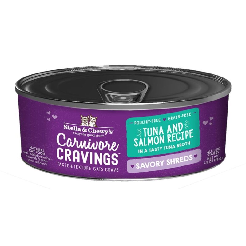 STELLA & CHEWY'S SAVORY SHREDS TUNA & SALMON WET FOOD FOR CATS (24 pack)