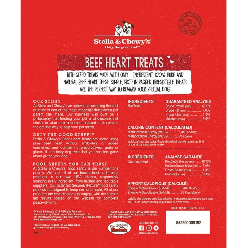 STELLA & CHEWY'S BEEF HEART TREATS FREEZE DRIED RAW 3.0 oz