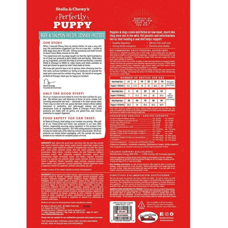 STELLA & CHEWY'S  BEEF & SALMON PUPPY PATTIES FREEZE DRIED RAW 5.5 oz