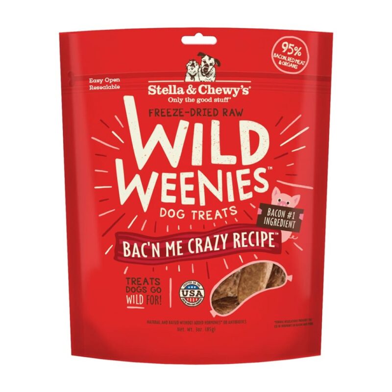 STELLA & CHEWY’S WILD WEENIES BAC'N ME CRAZY RECIPE FREEZE DRIED RAW DOG TREATS 3.25 oz