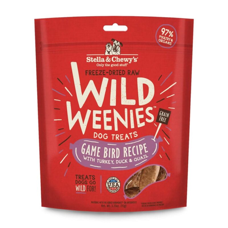 STELLA & CHEWY’S WILD WEENIES GAME BIRD RECIPE FREEZE-DRIED RAW DOG TREATS 3.25 oz
