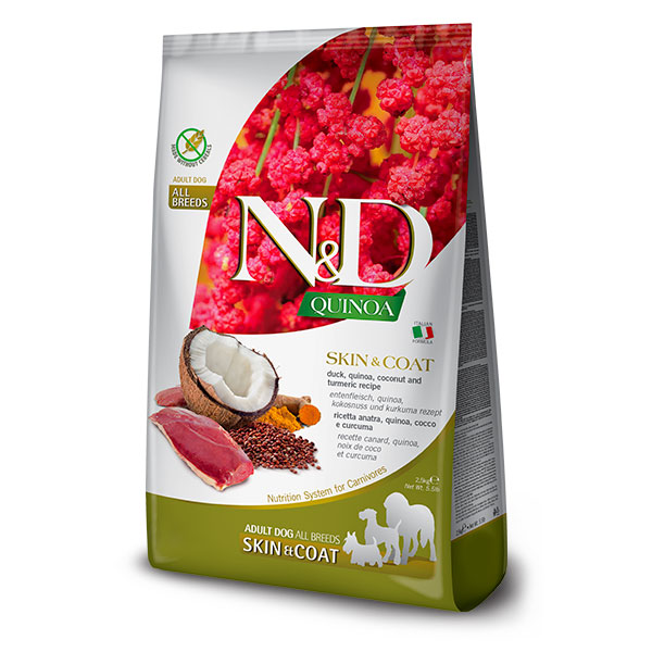 FARMINA N&D QUINOA, SKIN & COAT DUCK GRAIN-FREE KIBBLE FOR ADULT DOG 5.5 Lb - 15.4 Lb