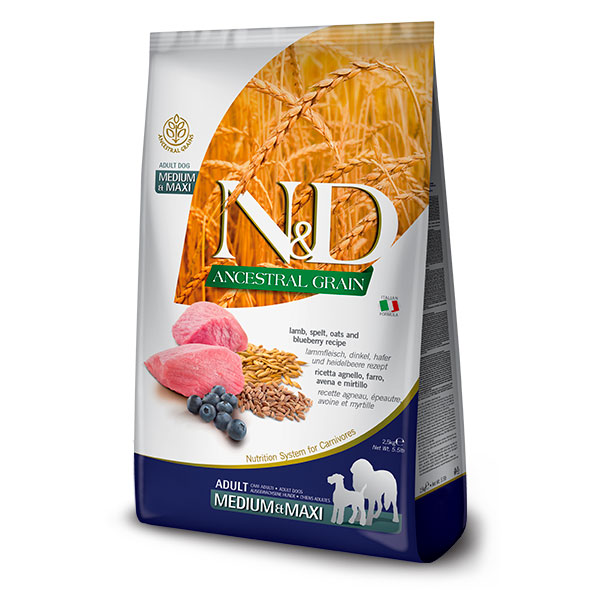 FARMINA N&D ANCESTRAL GRAIN LAMB DRY FOOD FOR ADULT MEDIUM & MAXI DOG 26.4 Lb