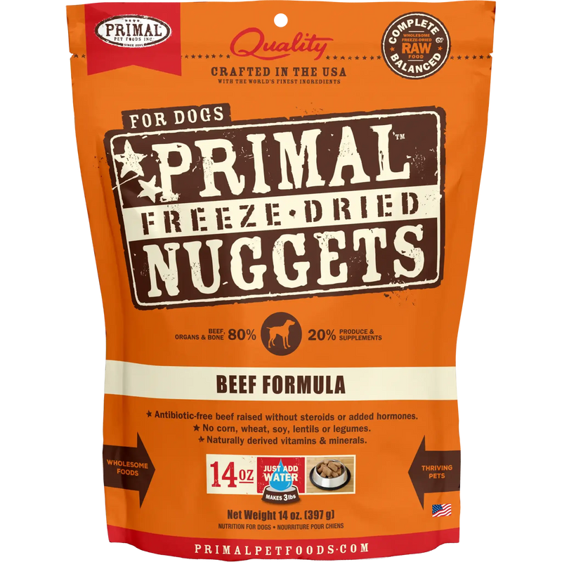 Primal Freeze-Dried Beef Nuggets for dogs 5.5 oz - 14 oz