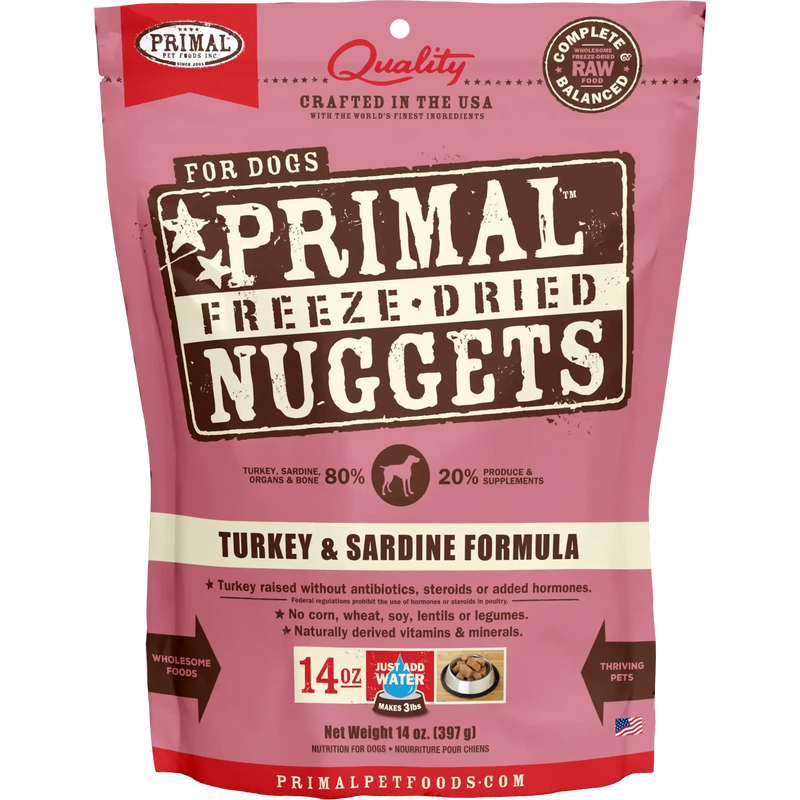 Primal Freeze-Dried Turkey & Sardine Nuggets 5.5 oz - 14 oz